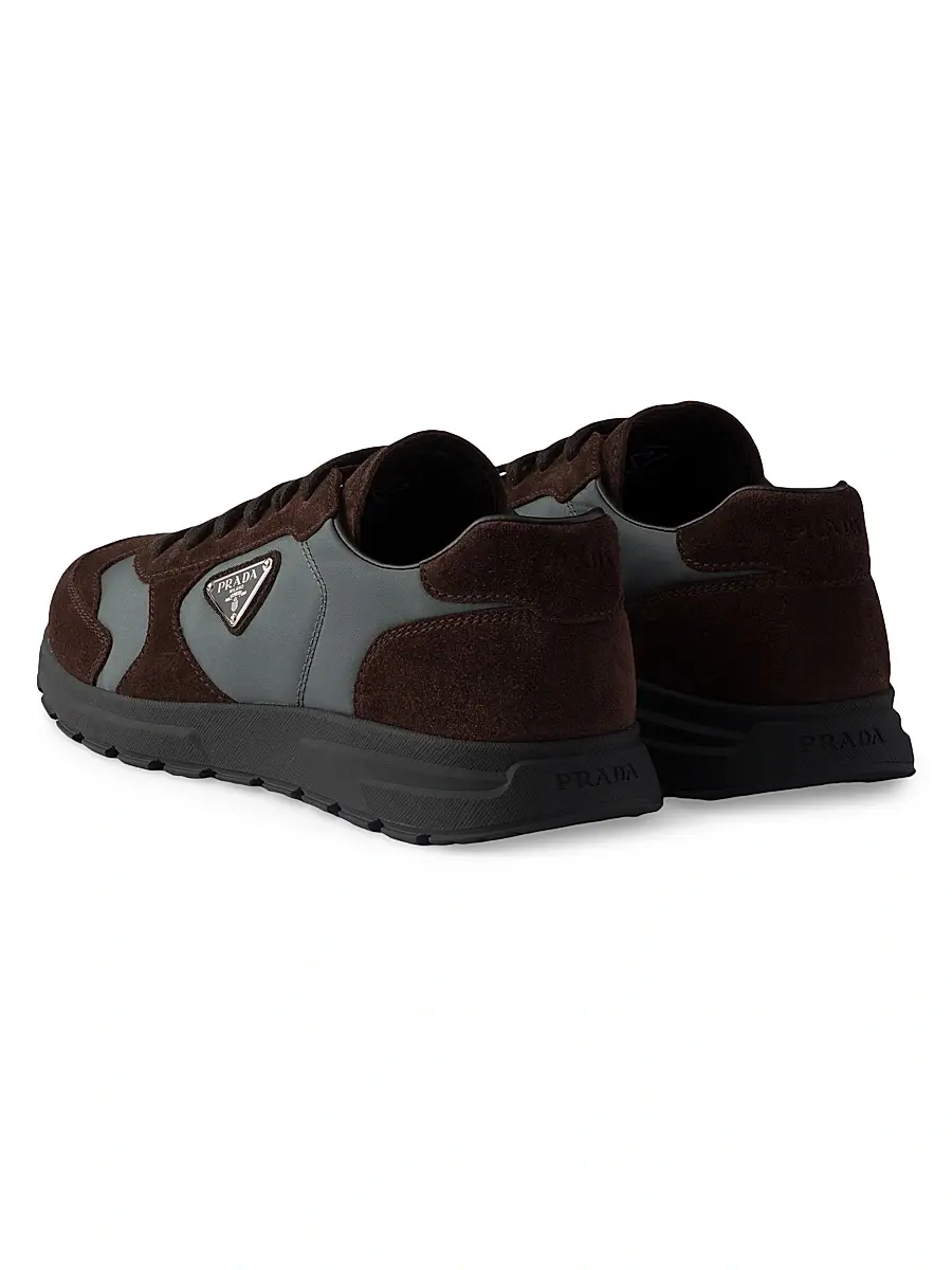 Prada Women's Suede and Re-Nylon Sneakers - Dark Brown | Thumbnail 3 Prada Women's Suede and Re-Nylon Sneakers - Dark Brown | Thumbnail 3