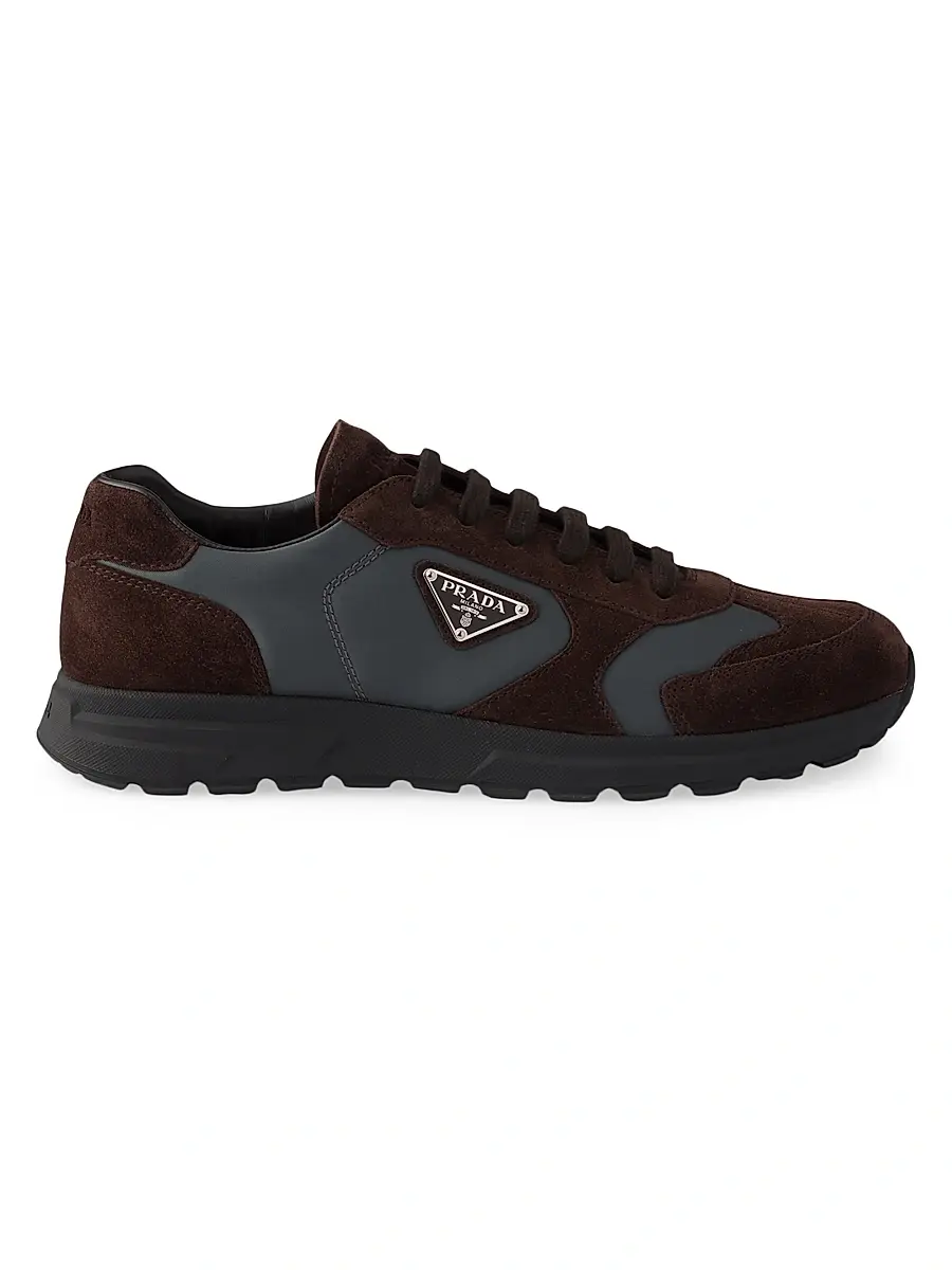 Prada Women's Suede and Re-Nylon Sneakers - Dark Brown | Image 1 Prada Women's Suede and Re-Nylon Sneakers - Dark Brown | Image 1