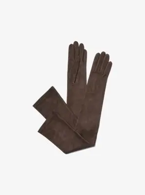 Michael Kors Collection Suede Opera Gloves in Grey | Thumbnail 3 Michael Kors Collection Suede Opera Gloves in Grey | Thumbnail 3