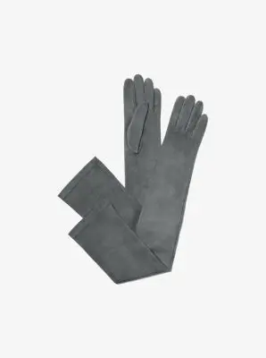 Michael Kors Collection Suede Opera Gloves in Grey | Thumbnail 5 Michael Kors Collection Suede Opera Gloves in Grey | Thumbnail 5