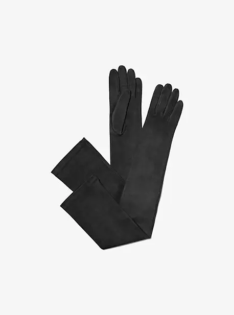 Michael Kors Collection Suede Opera Gloves in Grey | Thumbnail 6 Michael Kors Collection Suede Opera Gloves in Grey | Thumbnail 6
