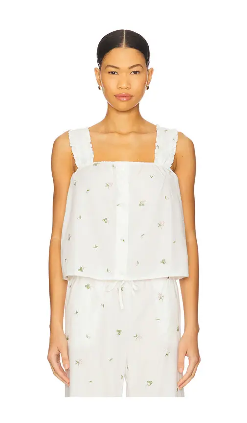 WeWoreWhat Ruffle Button Front Tank