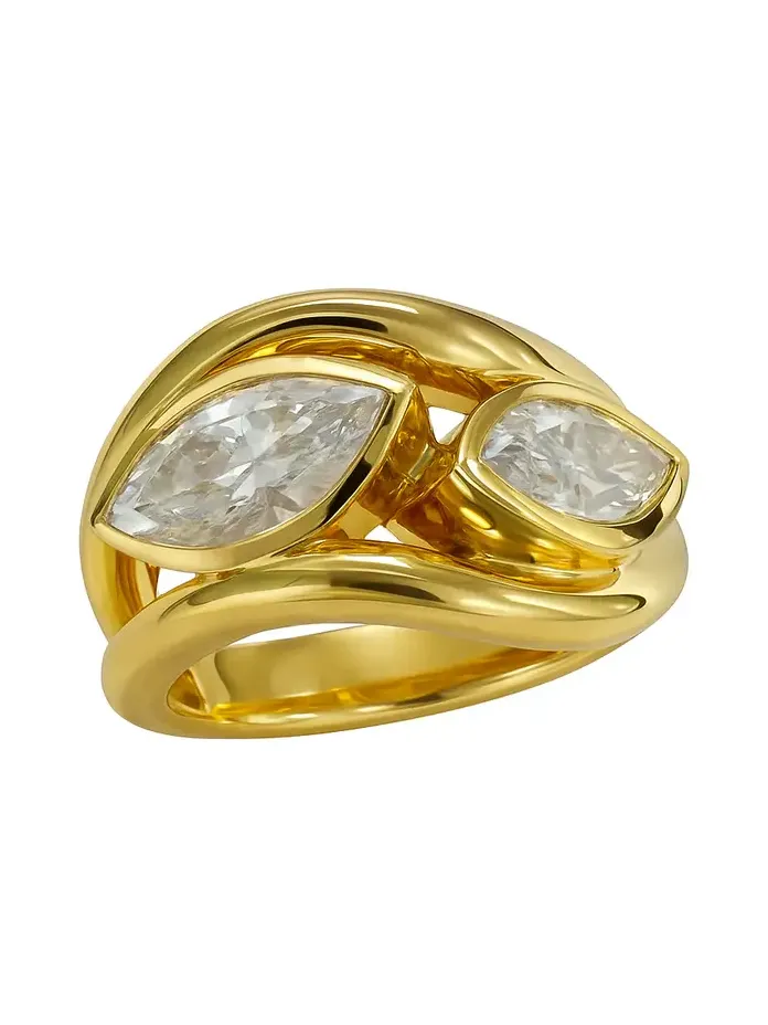 2ct Moissanite 18K Gold Double Solitarie Ring