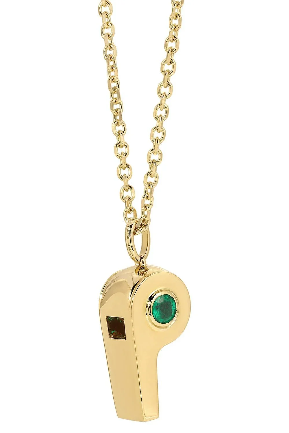 Anita Ko Colombian Emerald Whistle Necklace
