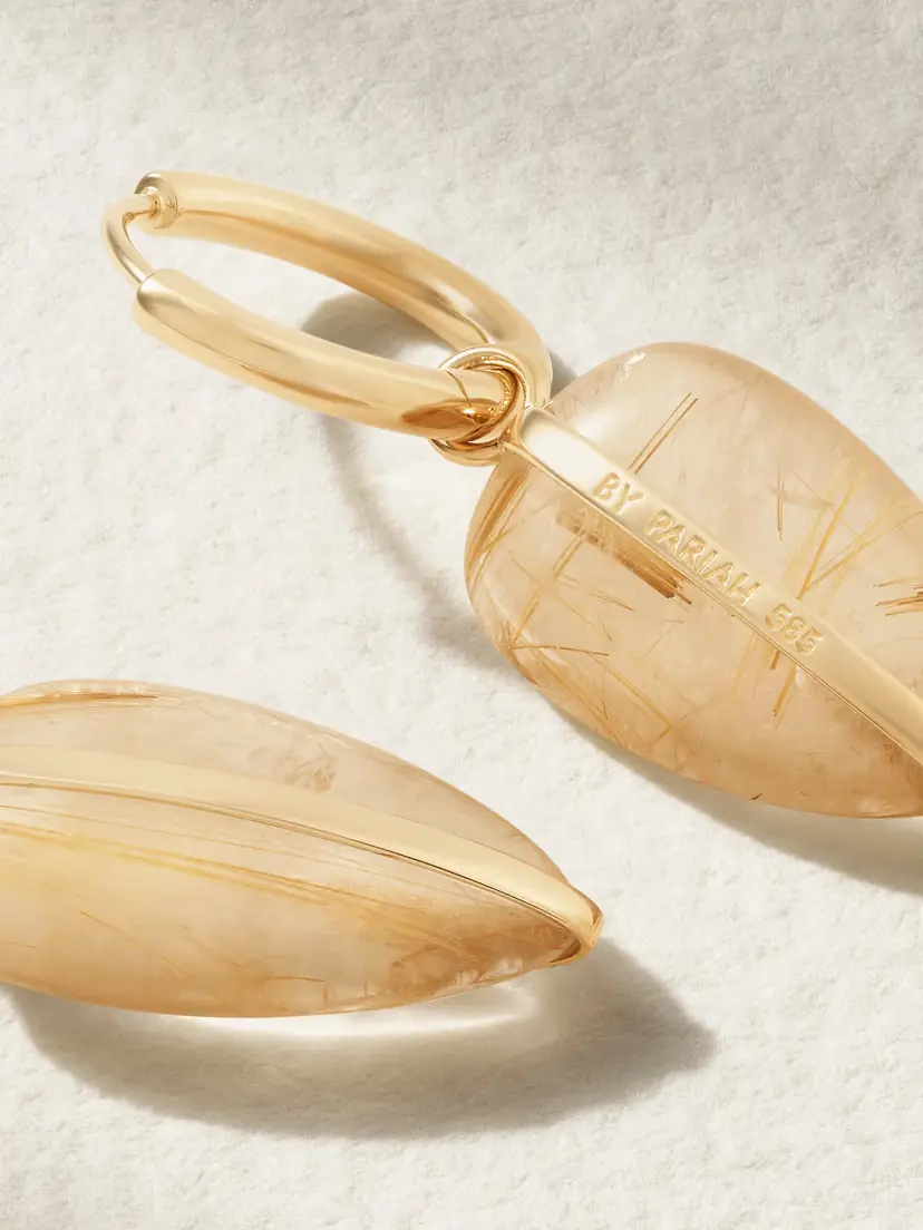By Pariah Pebble 14-karat Recycled Gold Quartz Hoop Earrings | Thumbnail 3 By Pariah Pebble 14-karat Recycled Gold Quartz Hoop Earrings | Thumbnail 3