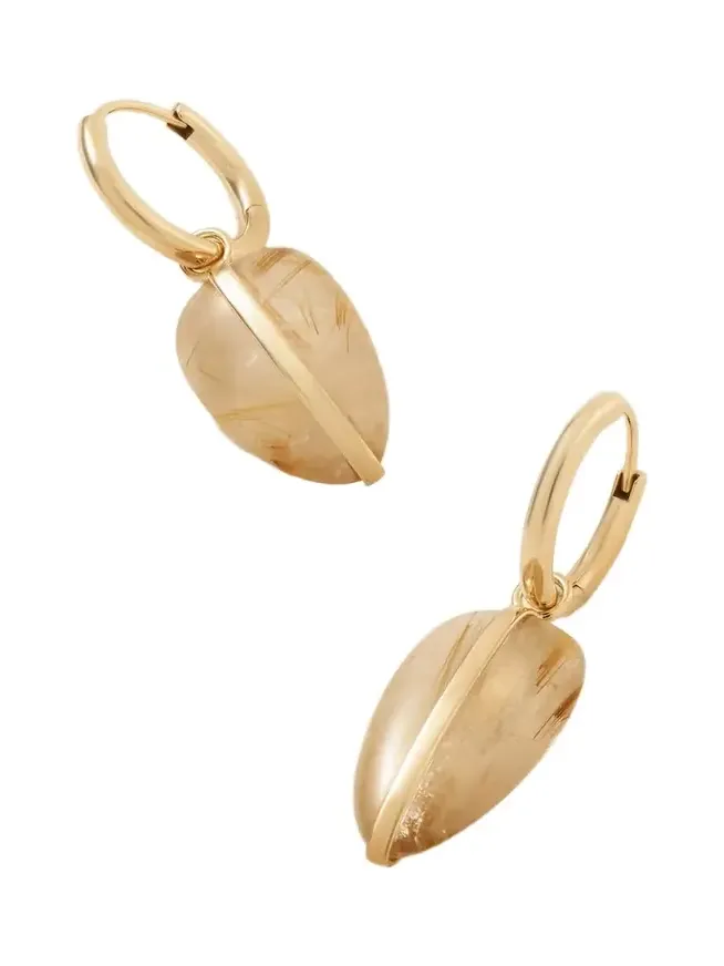 By Pariah Pebble 14-karat Recycled Gold Quartz Hoop Earrings