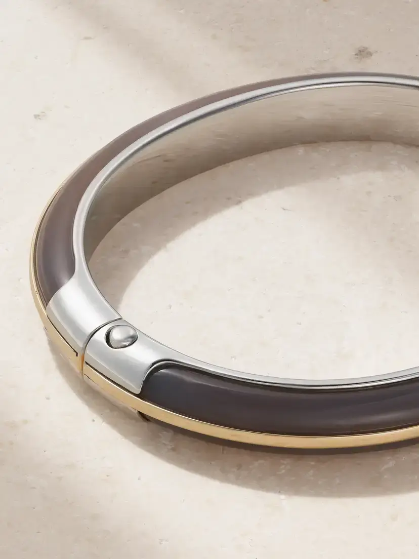 By Pariah Classic Stack Set Of Three 14-karat Recycled Gold, Sterling Silver, Diamond And Agate Bracelets | Thumbnail 3 By Pariah Classic Stack Set Of Three 14-karat Recycled Gold, Sterling Silver, Diamond And Agate Bracelets | Thumbnail 3