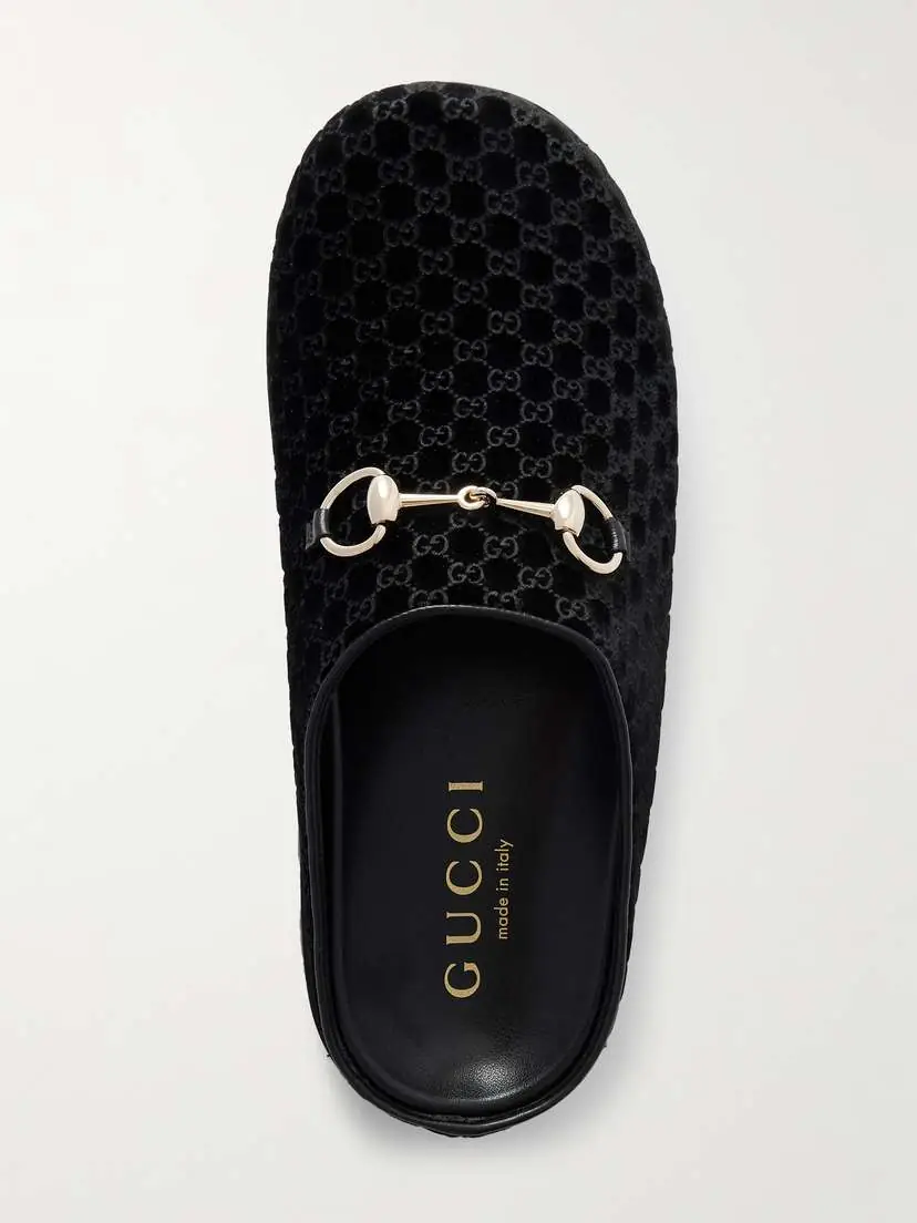 Gucci New Sol Horsebit-detailed Leather-trimmed Velvet Slippers | Thumbnail 5 Gucci New Sol Horsebit-detailed Leather-trimmed Velvet Slippers | Thumbnail 5