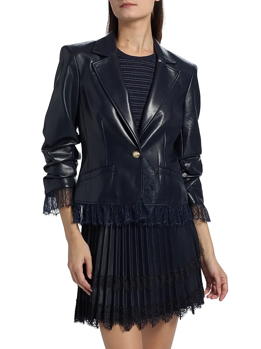 Cinq à Sept Women's Le Petit Roxie Faux Leather Blazer | Thumbnail 3