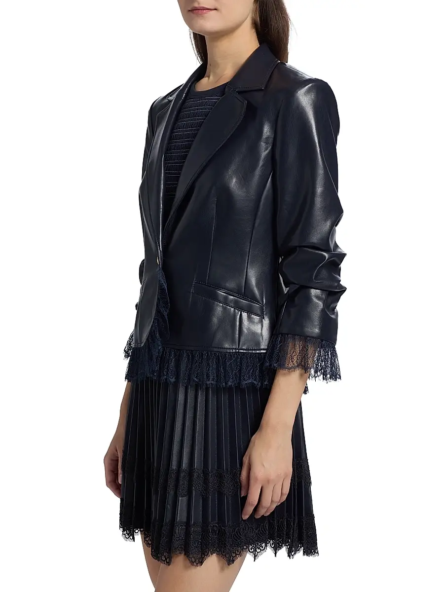 Cinq à Sept Women's Le Petit Roxie Faux Leather Blazer | Thumbnail 4
