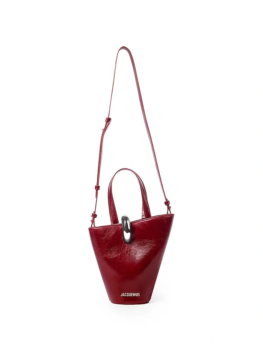 Jacquemus Women's Le Petit Bambola Leather Bucket Bag - Burgundy | Thumbnail 4