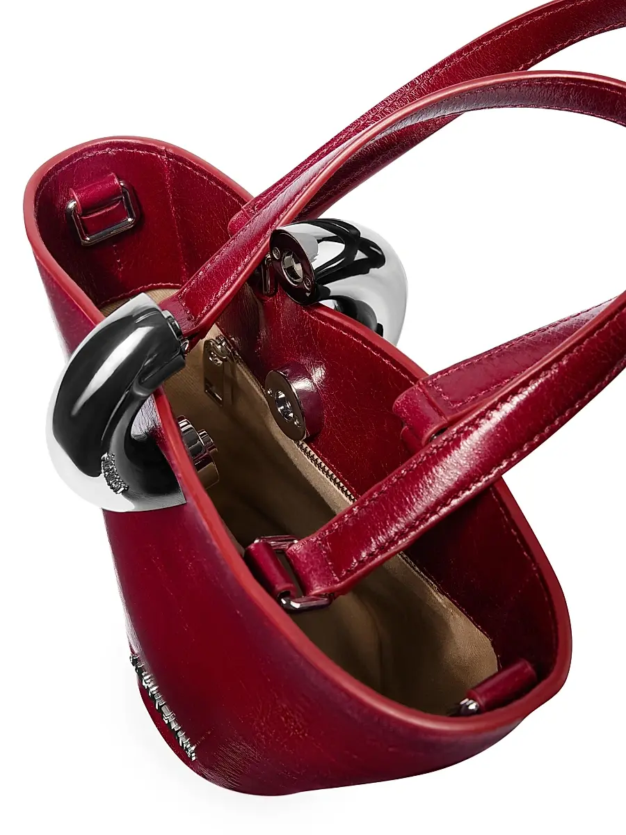 Jacquemus Women's Le Petit Bambola Leather Bucket Bag - Burgundy | Thumbnail 5