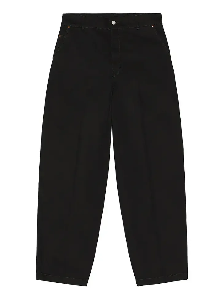 Heavy Black Denim Maxi Barrel Workwear Pants Heavy Black Denim Maxi Barrel Workwear Pants