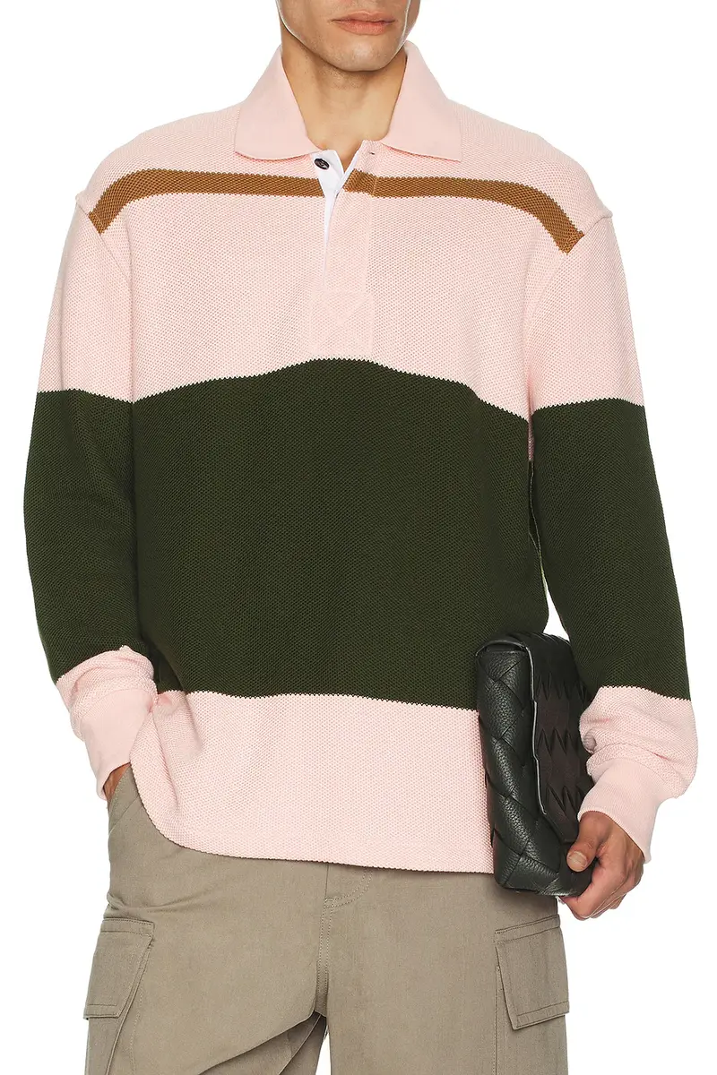 Bottega Veneta Jumbo Cotton Pique Stripe Polo | Thumbnail 3 Bottega Veneta Jumbo Cotton Pique Stripe Polo | Thumbnail 3