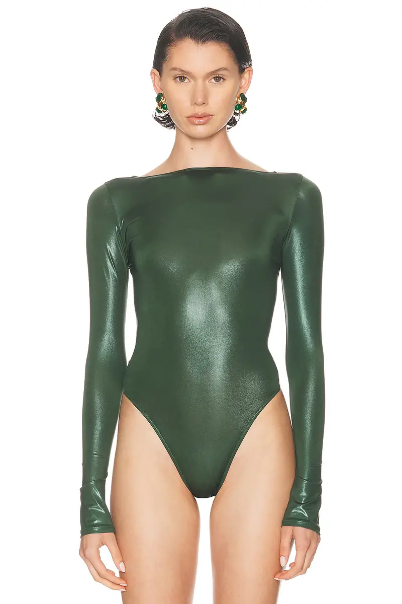 Lapointe Coated Jersey Boatneck Bodysuit | Thumbnail 2