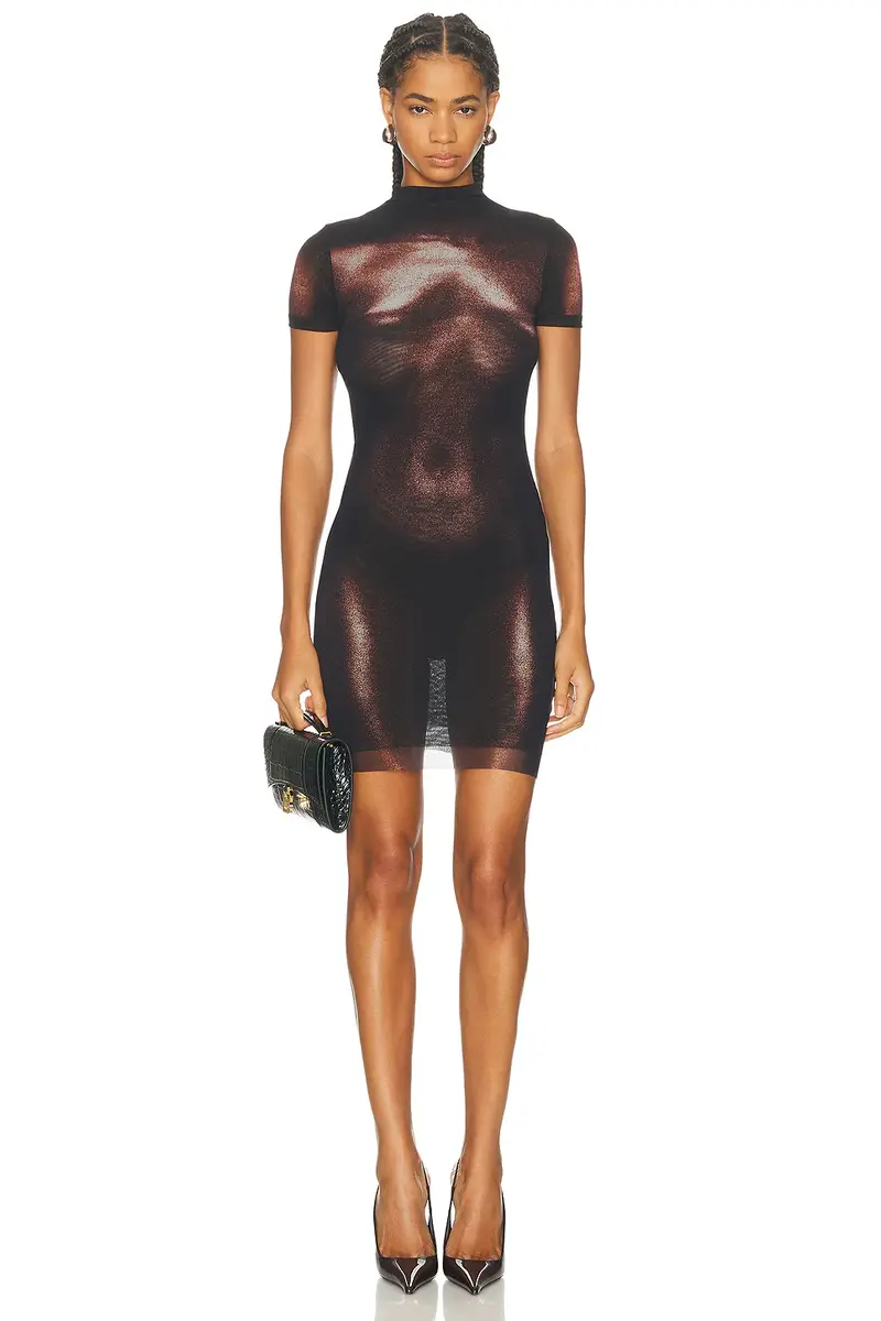 Jean Paul Gaultier High Neck Body Dust Printed Short Dress | Image 1 Jean Paul Gaultier High Neck Body Dust Printed Short Dress | Image 1
