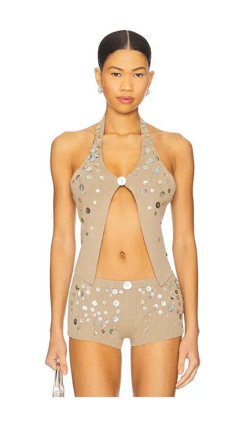 Jaded London Button Knit Halter Top