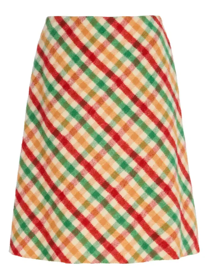 Checked Wool-Blend Midi Skirt Checked Wool-Blend Midi Skirt