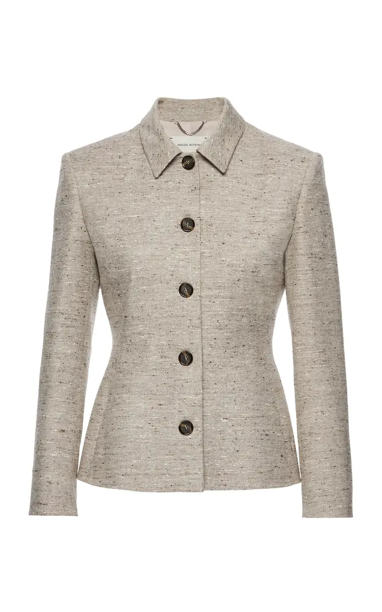 Magda Butrym Silk-Blend Single-Breasted Jacket | Image 1 Magda Butrym Silk-Blend Single-Breasted Jacket | Image 1
