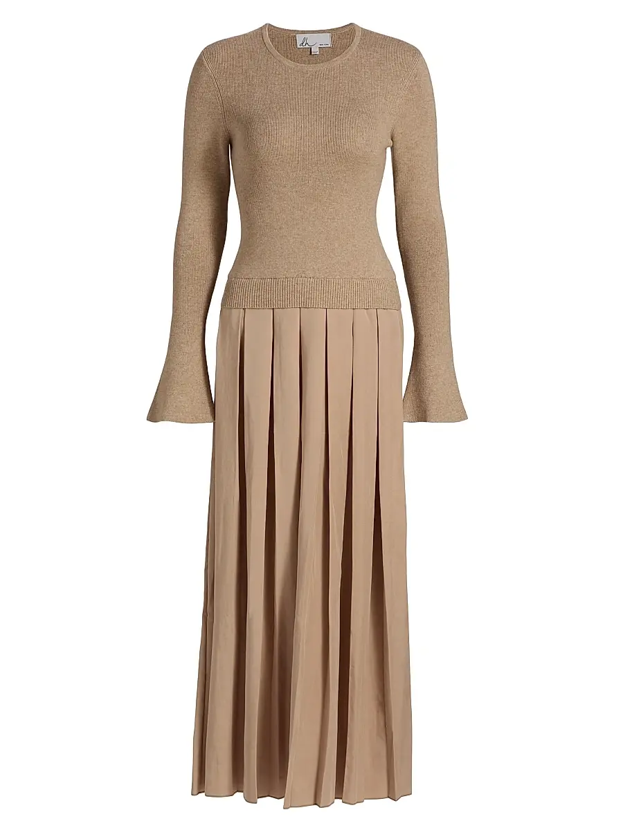 dh New York Women's Meryl Pleated Maxi Dress - Cappuccino | Image 1 dh New York Women's Meryl Pleated Maxi Dress - Cappuccino | Image 1
