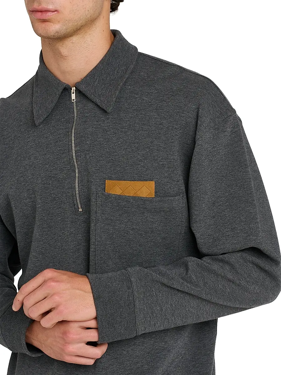Bottega Veneta Men's Double-Cotton Melange Jersey Overshirt | Thumbnail 6