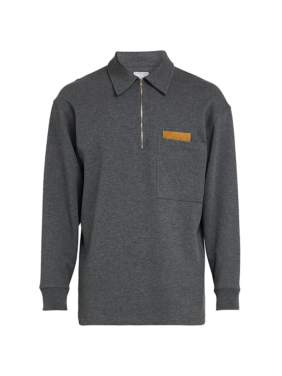 Bottega Veneta Men's Double-Cotton Melange Jersey Overshirt - Dark Grey Melange | Image 1 Bottega Veneta Men's Double-Cotton Melange Jersey Overshirt - Dark Grey Melange | Image 1
