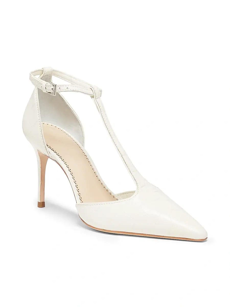 Cinq à Sept Women's Clara Croco 85MM Leather T-Strap Pumps | Thumbnail 2 Cinq à Sept Women's Clara Croco 85MM Leather T-Strap Pumps | Thumbnail 2