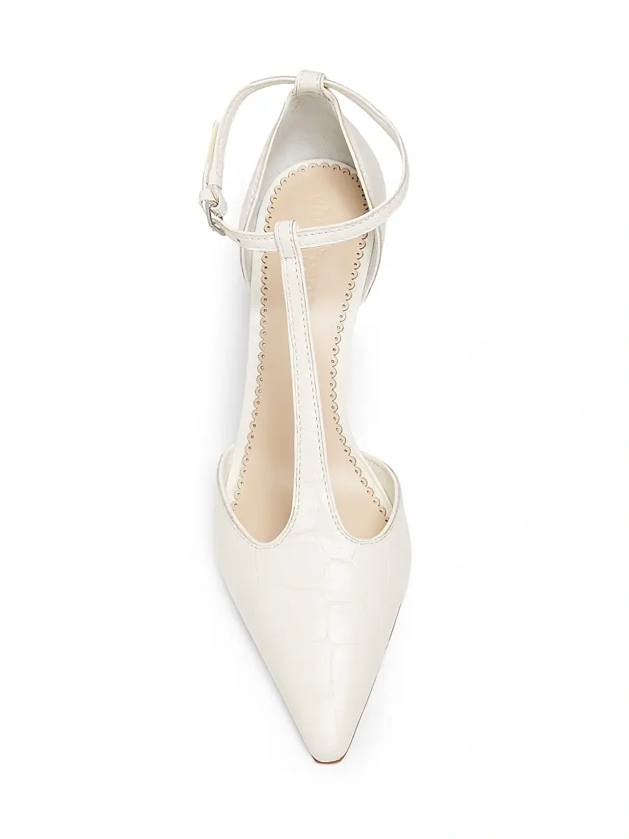 Cinq à Sept Women's Clara Croco 85MM Leather T-Strap Pumps | Thumbnail 4 Cinq à Sept Women's Clara Croco 85MM Leather T-Strap Pumps | Thumbnail 4