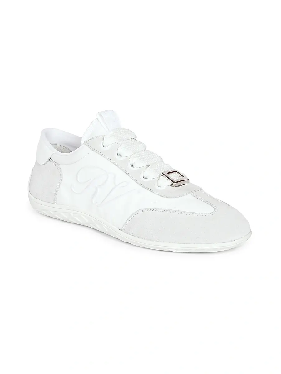 Roger Vivier Women's Viv Suede Mesh Low-Top Sneakers - White | Thumbnail 2 Roger Vivier Women's Viv Suede Mesh Low-Top Sneakers - White | Thumbnail 2