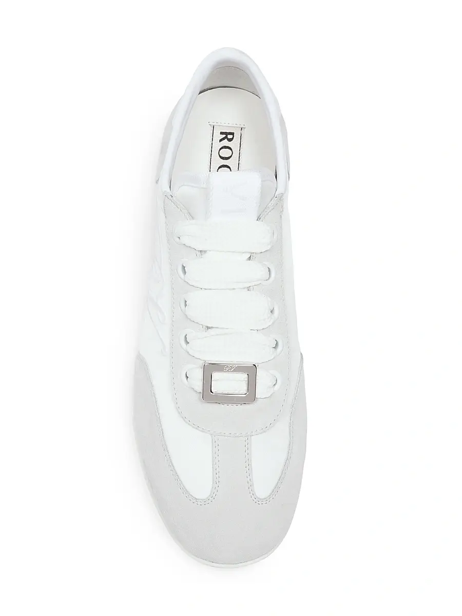 Roger Vivier Women's Viv Suede Mesh Low-Top Sneakers - White | Thumbnail 4 Roger Vivier Women's Viv Suede Mesh Low-Top Sneakers - White | Thumbnail 4