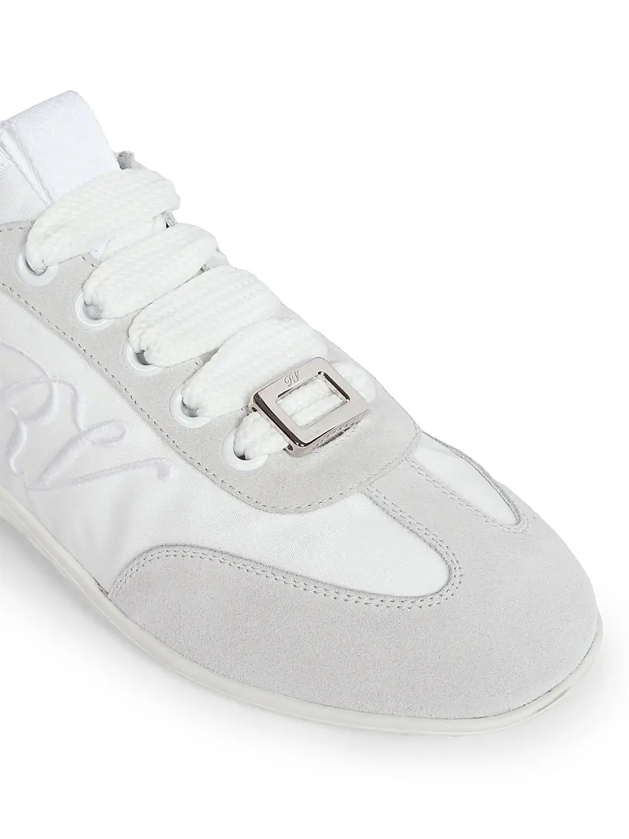 Roger Vivier Women's Viv Suede Mesh Low-Top Sneakers - White | Thumbnail 5 Roger Vivier Women's Viv Suede Mesh Low-Top Sneakers - White | Thumbnail 5