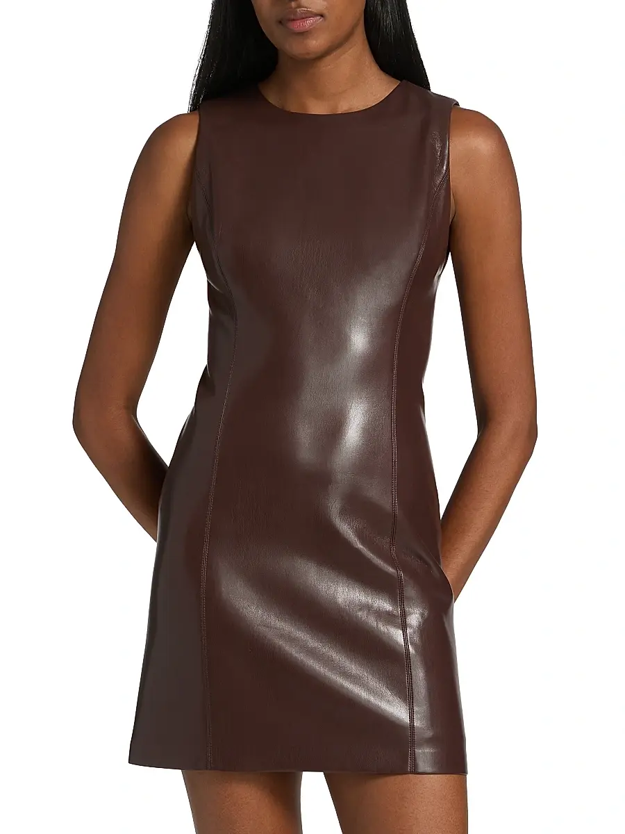 Alice + Olivia Women's Lena Faux Leather Minidress | Thumbnail 3 Alice + Olivia Women's Lena Faux Leather Minidress | Thumbnail 3