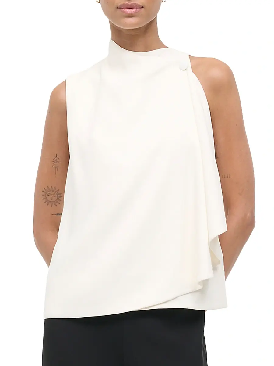 Staud Women's Sierra Draped Stretch-Silk Sleeveless Top | Thumbnail 3 Staud Women's Sierra Draped Stretch-Silk Sleeveless Top | Thumbnail 3