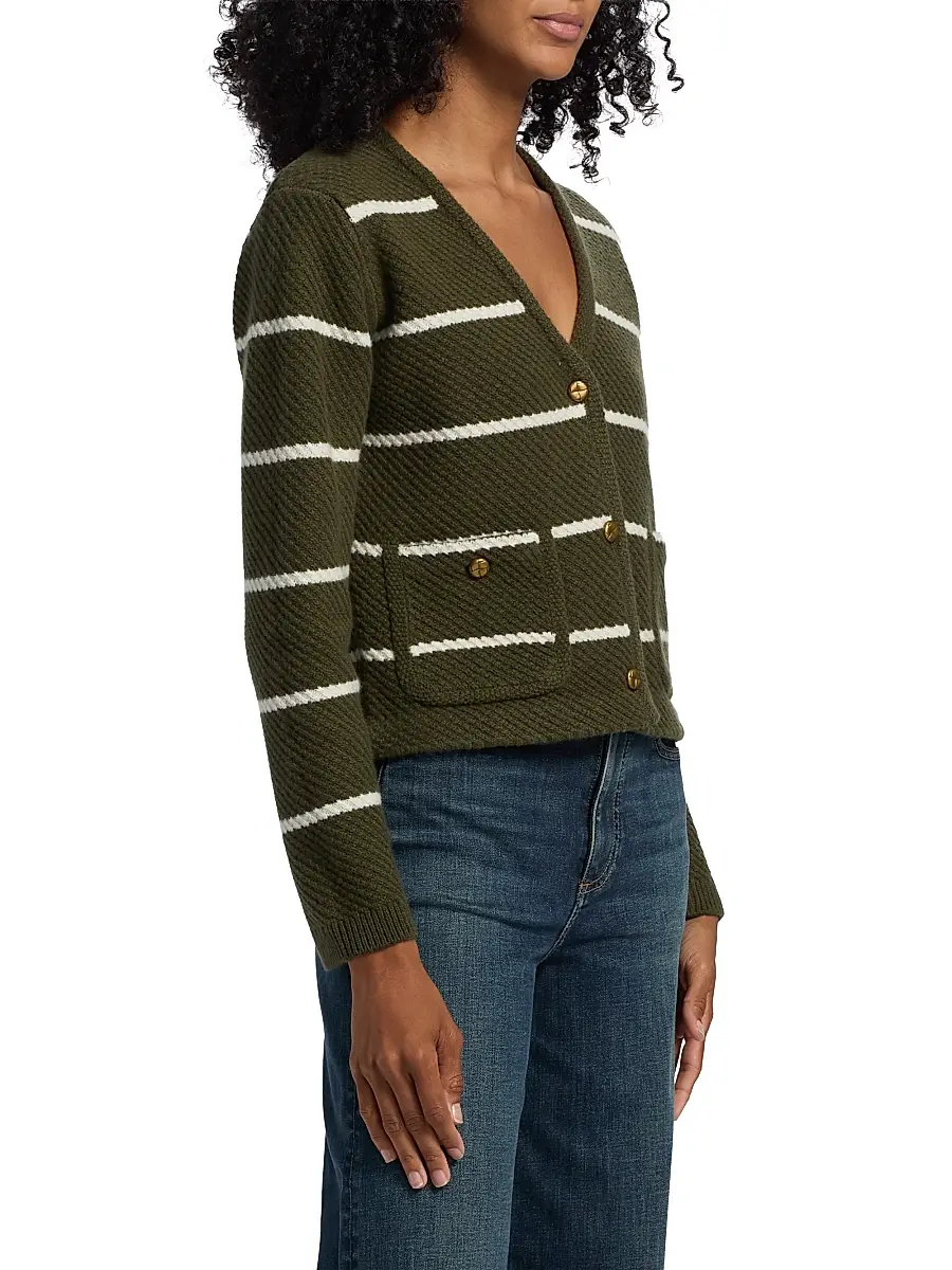 rag & bone Women's Peggy Striped Wool V-Neck Cardigan | Thumbnail 4 rag & bone Women's Peggy Striped Wool V-Neck Cardigan | Thumbnail 4