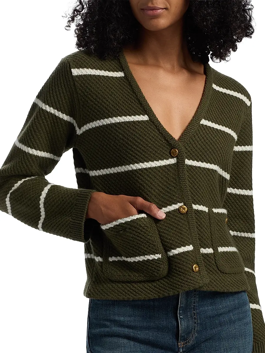 rag & bone Women's Peggy Striped Wool V-Neck Cardigan | Thumbnail 6 rag & bone Women's Peggy Striped Wool V-Neck Cardigan | Thumbnail 6