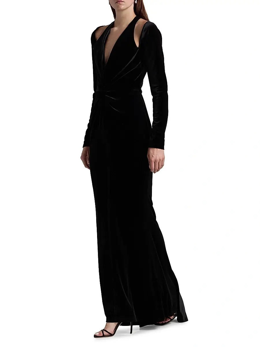BCBGMAXAZRIA Women's Twist Velvet Gown | Thumbnail 2