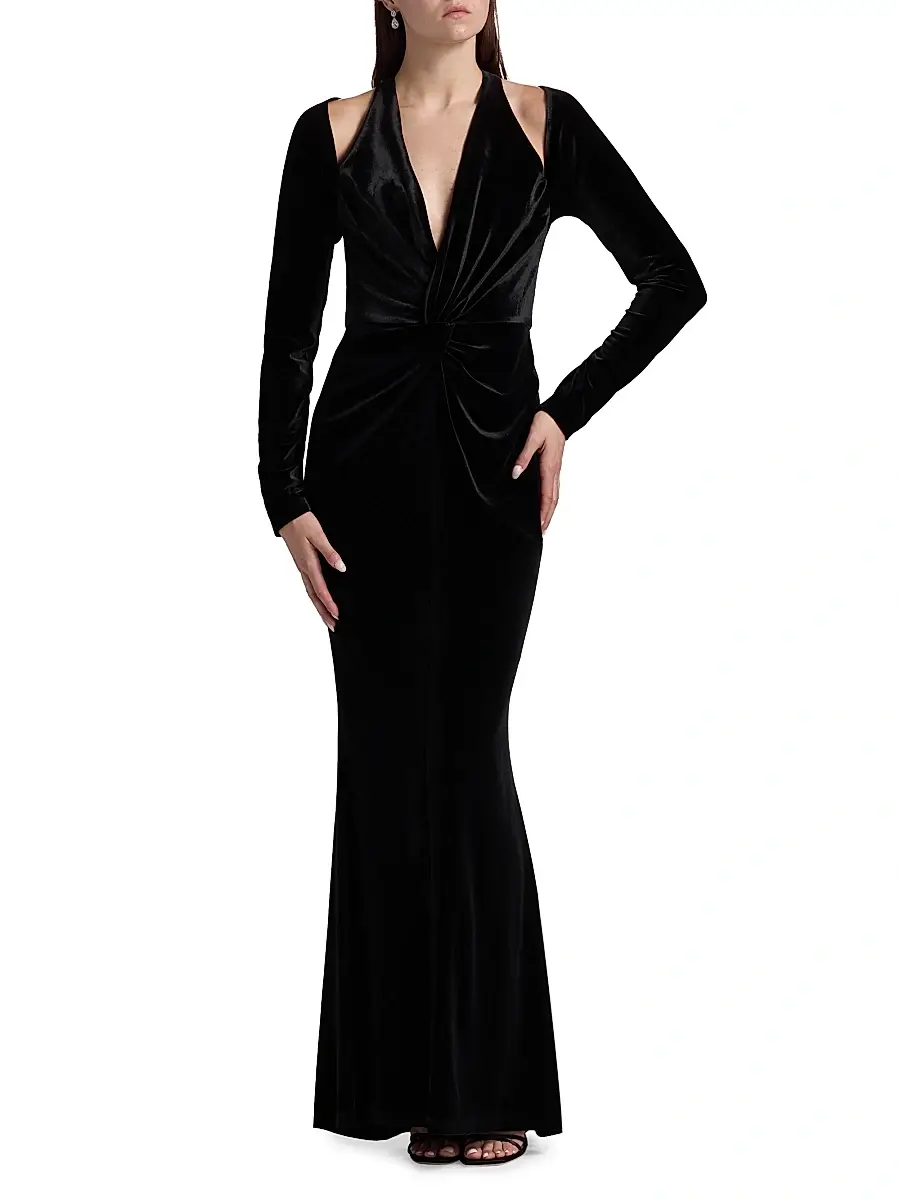 BCBGMAXAZRIA Women's Twist Velvet Gown | Thumbnail 3