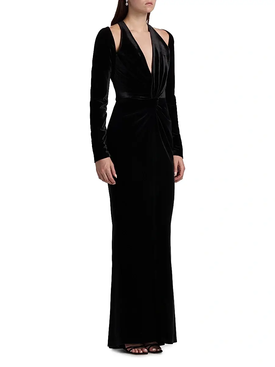 BCBGMAXAZRIA Women's Twist Velvet Gown | Thumbnail 4