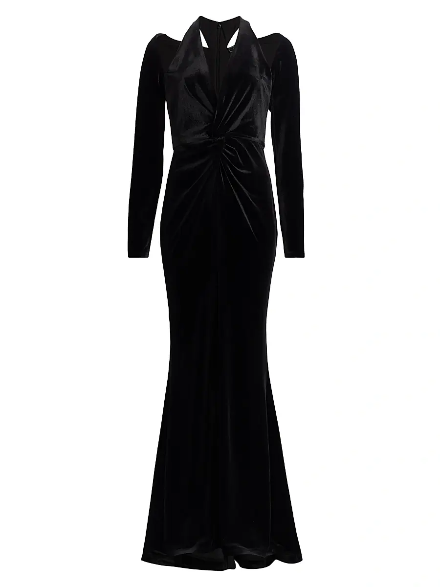 BCBGMAXAZRIA Women's Twist Velvet Gown - Black | Image 1 BCBGMAXAZRIA Women's Twist Velvet Gown - Black | Image 1