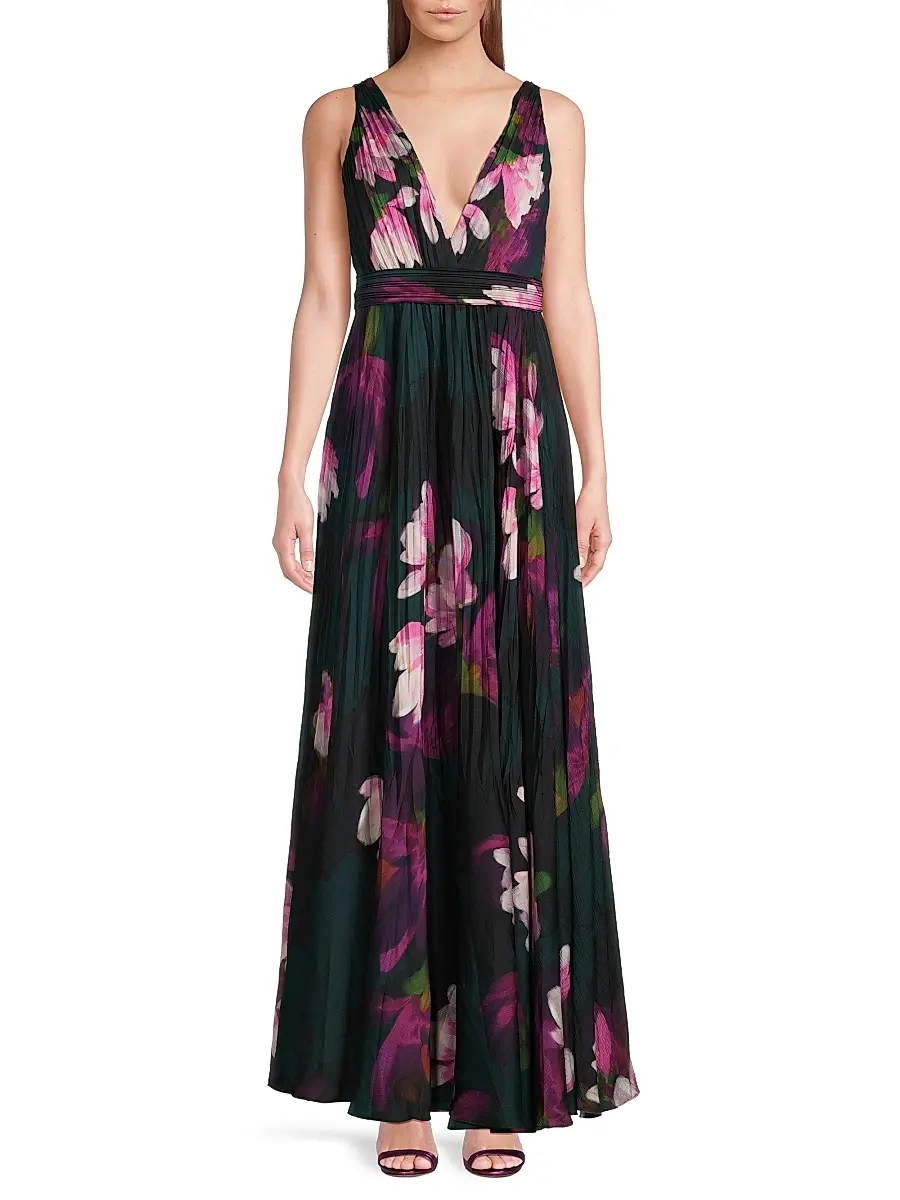 Ungaro Women's Vera Floral Pleated Maxi Dress | Thumbnail 3