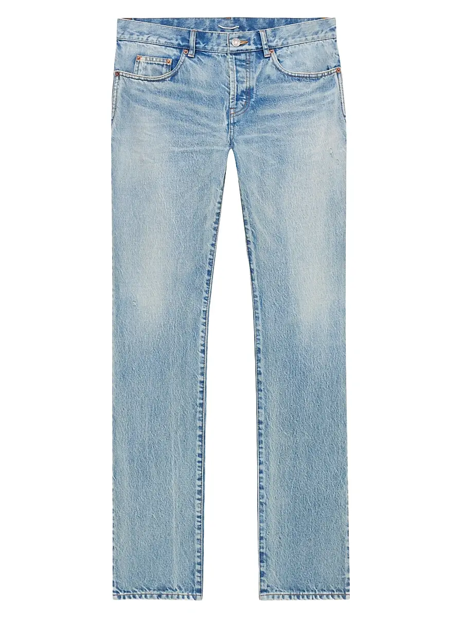 Saint Laurent Men's Low-Rise Jeans in Beat Denim - Blue Beat | Image 1 Saint Laurent Men's Low-Rise Jeans in Beat Denim - Blue Beat | Image 1