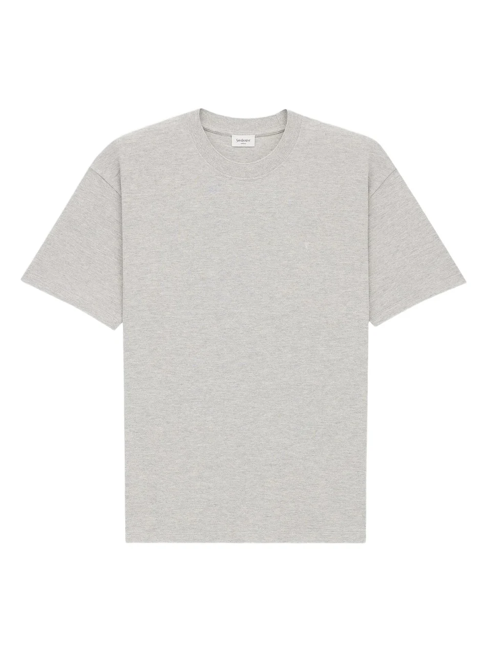 Saint Laurent Men's Cassandre T-Shirt in Pique - Gris Chine