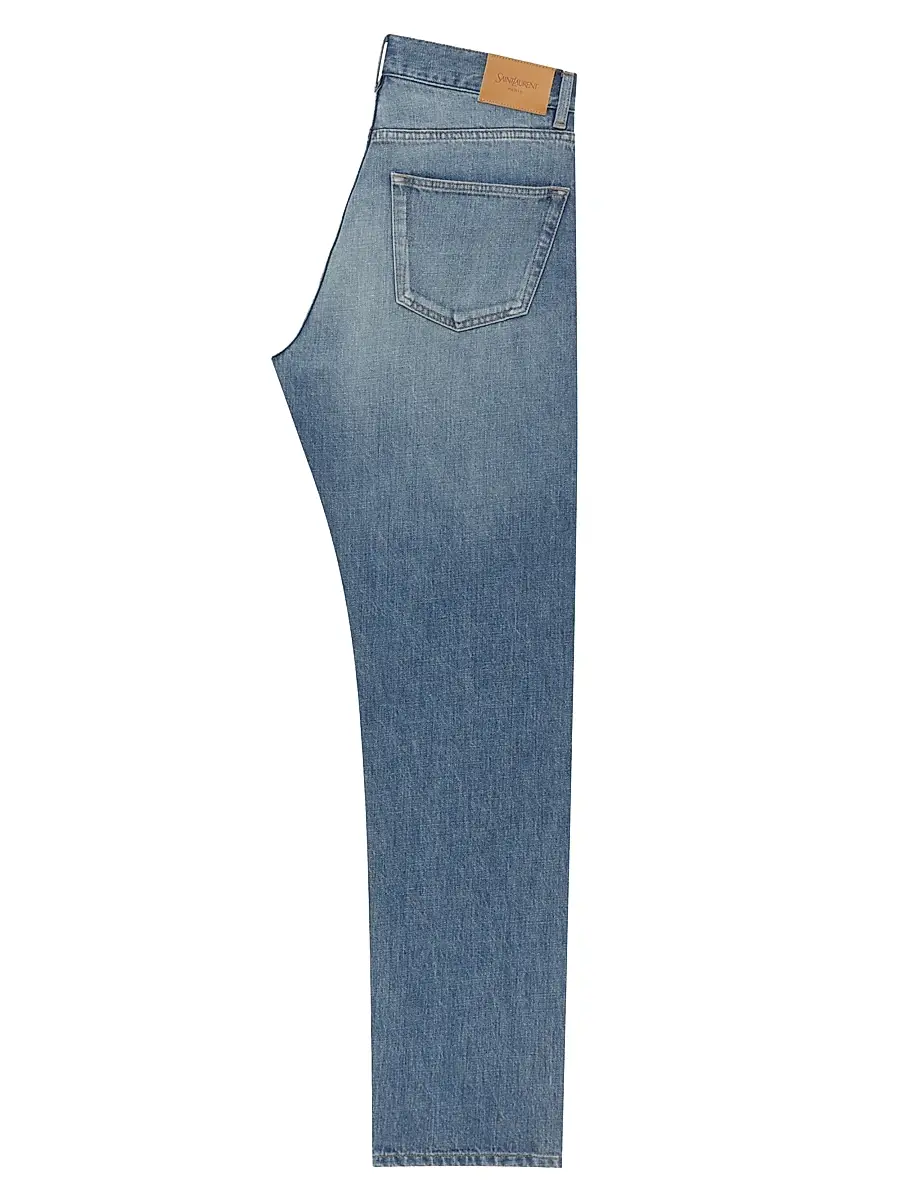 Saint Laurent Men's Mick Long Jeans in Denim - Norvegian Blue | Thumbnail 2