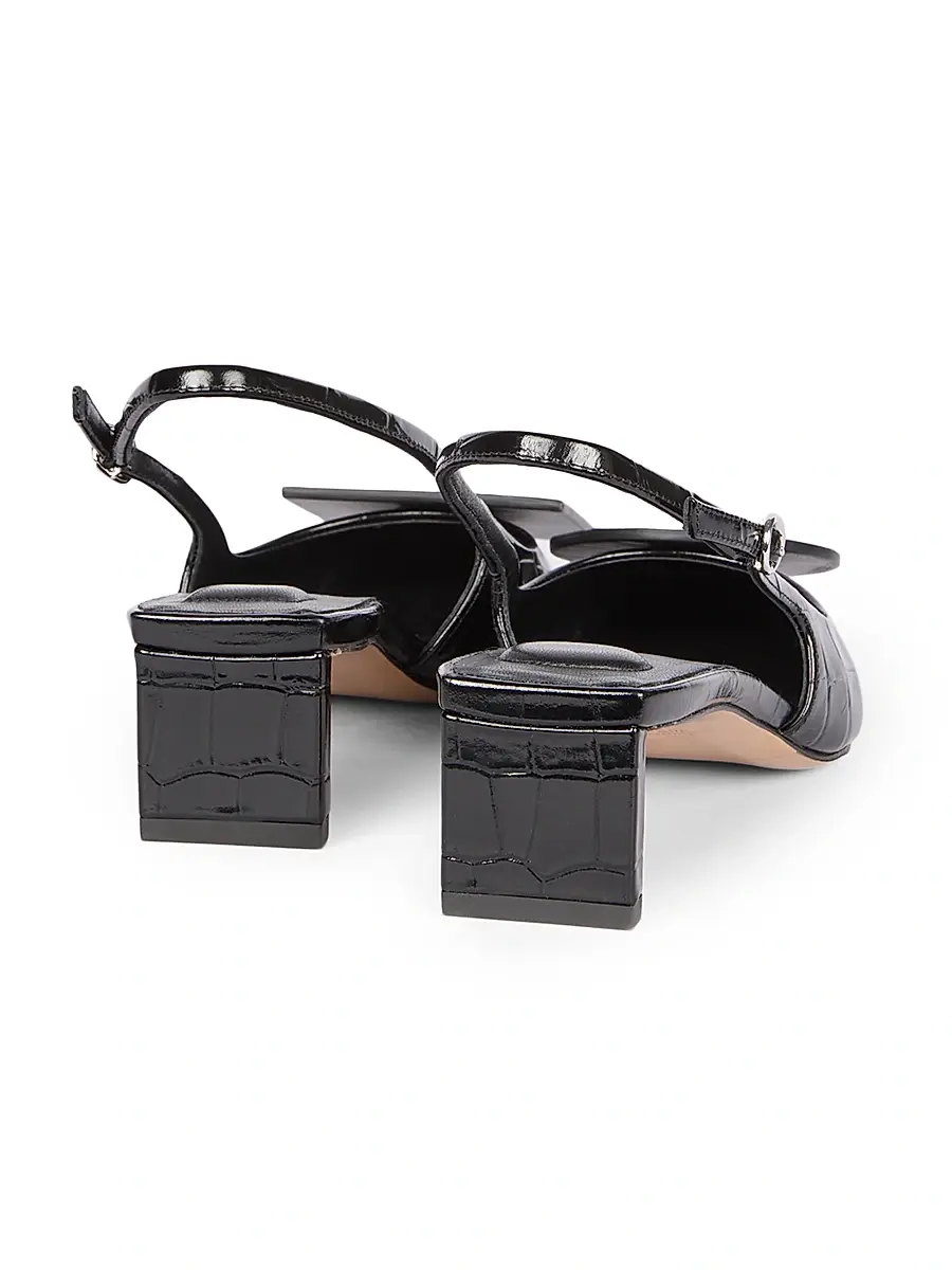 Jacquemus Women's Les Slingbacks Duelo 40MM Croc-Embossed Leather Pumps - Black | Thumbnail 4 Jacquemus Women's Les Slingbacks Duelo 40MM Croc-Embossed Leather Pumps - Black | Thumbnail 4