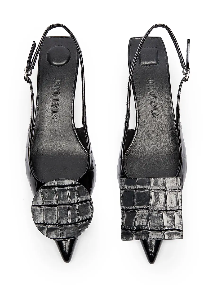 Jacquemus Women's Les Slingbacks Duelo 40MM Croc-Embossed Leather Pumps - Black | Thumbnail 5 Jacquemus Women's Les Slingbacks Duelo 40MM Croc-Embossed Leather Pumps - Black | Thumbnail 5