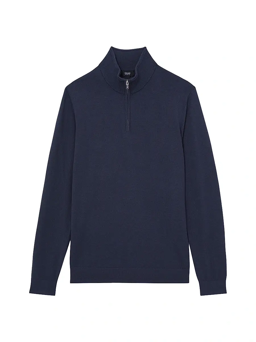 Reiss Men's Blackhall Quarter-Zip Wool Sweater - Midnight Navy - Size XXL | Image 1 Reiss Men's Blackhall Quarter-Zip Wool Sweater - Midnight Navy - Size XXL | Image 1