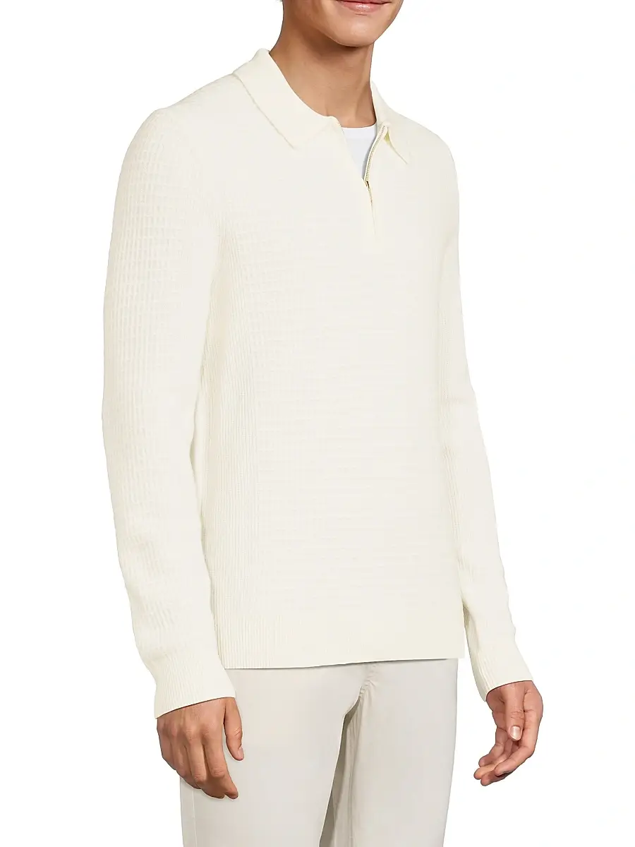 Reiss Men's Hamilton Waffle-Knit Wool Polo Sweater | Thumbnail 4 Reiss Men's Hamilton Waffle-Knit Wool Polo Sweater | Thumbnail 4