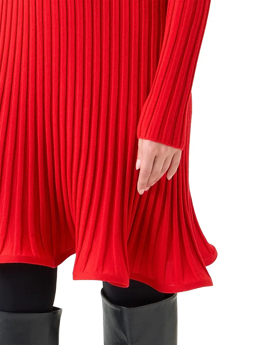 Akris punto Women's Rib-Knit Wool Flured Minidress | Thumbnail 6 Akris punto Women's Rib-Knit Wool Flured Minidress | Thumbnail 6