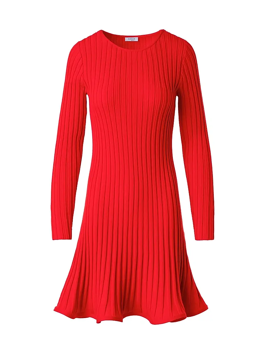 Akris punto Women's Rib-Knit Wool Flured Minidress