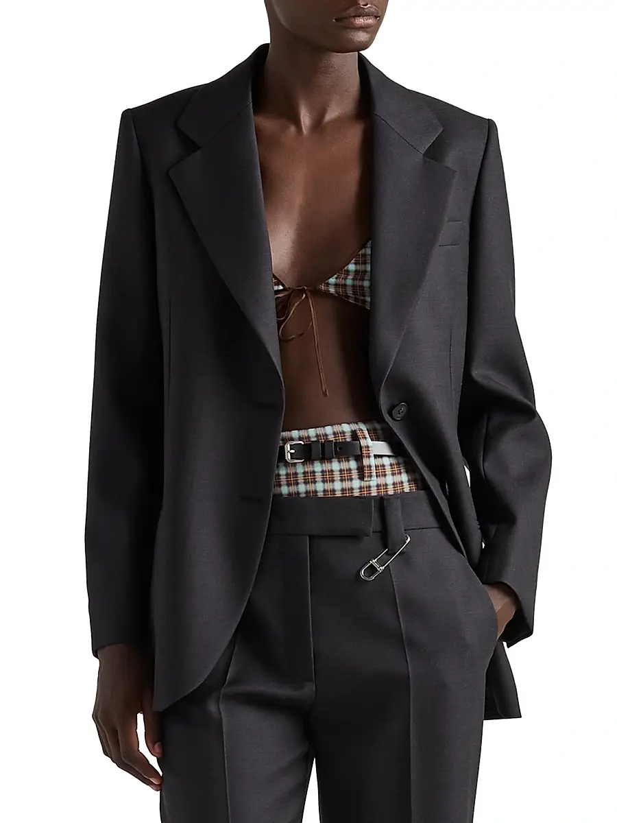 Prada Women's Single-Breasted Gabardine Jacket | Thumbnail 2